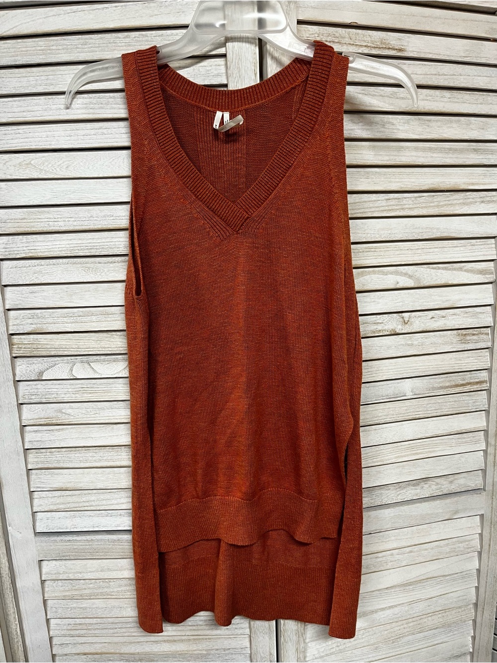 Anthropologie Rust Orange V Neck Sweater Vest Tunic XS Petite